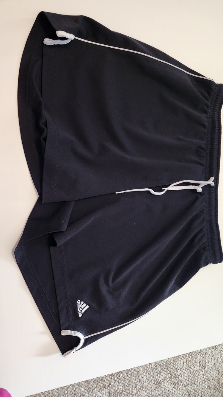 Vintage Y2K Adidas Shorts Black Athletic Running White Piping Men's Size XL #442
